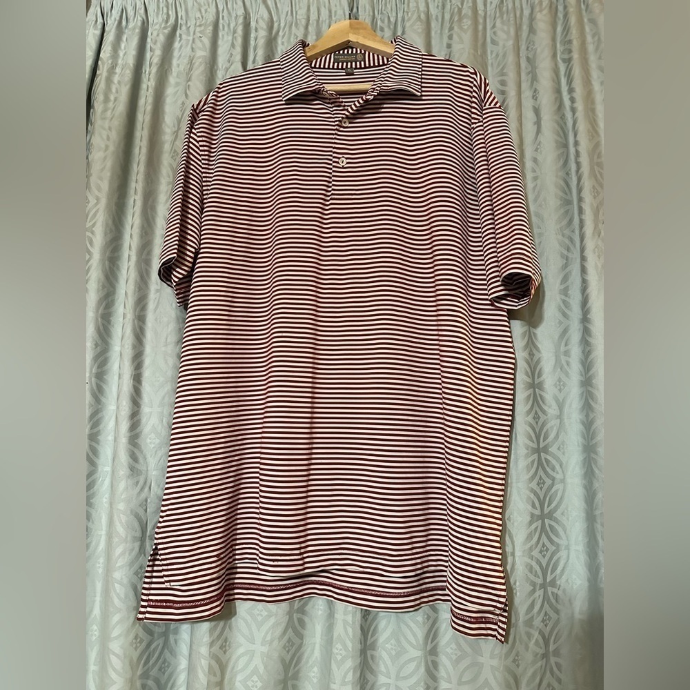 Peter Millar Summer Comfort Polo Shirt Mens XL Burgundy Striped Performance Golf